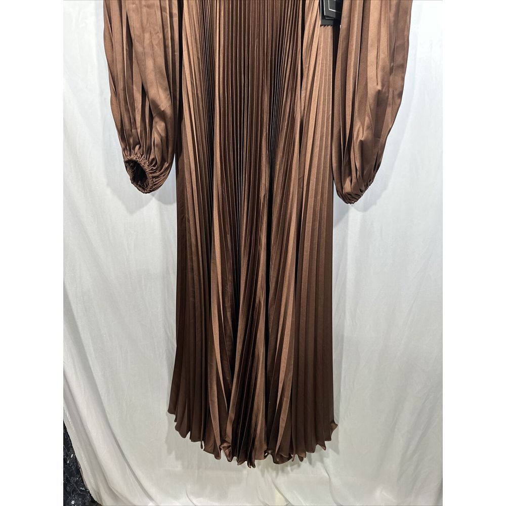 NWT IEENA Mac Duggal [ 6 ] Long Sleeve Pleat Charmeuse CutOut Gown Espresso S957 - Picture 11 of 14